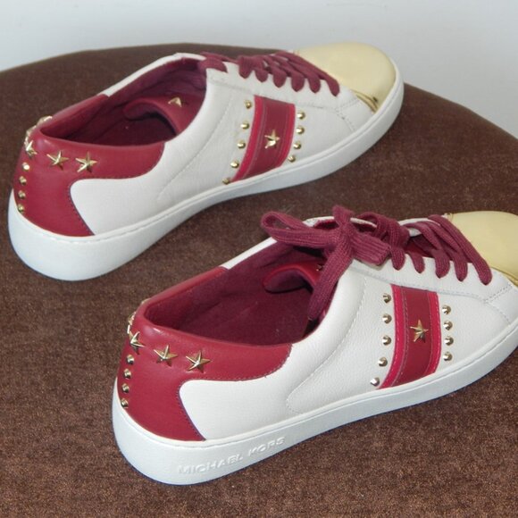 Michael Kors Frankie Stripe Leather Studded Low Top Lace-up Sneaker Shoe 7 M New - Picture 4 of 11